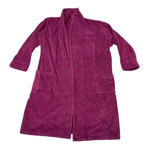 Vintage LL Bean Burgundy Terry Cloth Bathrobe Belt & Pockets Mens L Regular READ